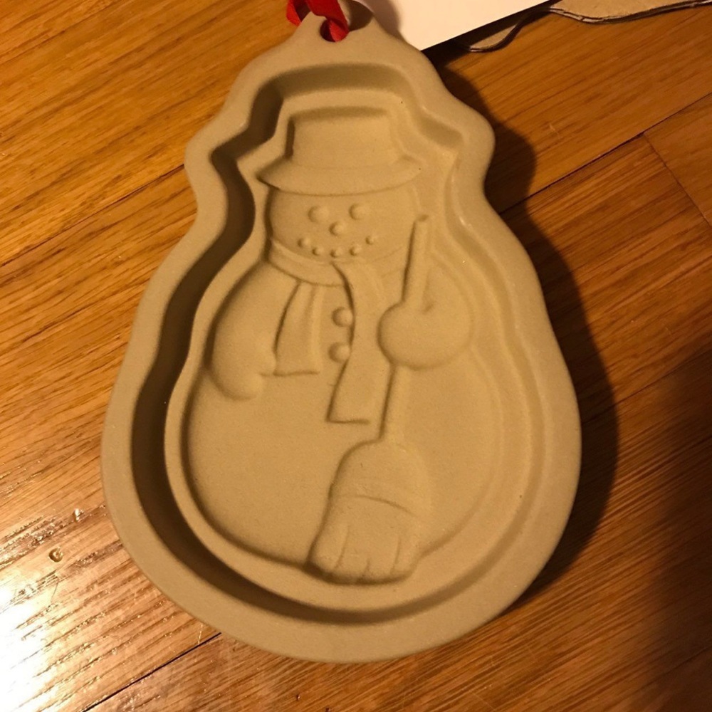 Ceramic Cookie Stamp Mold - Snowman stoneware cookie cutter
